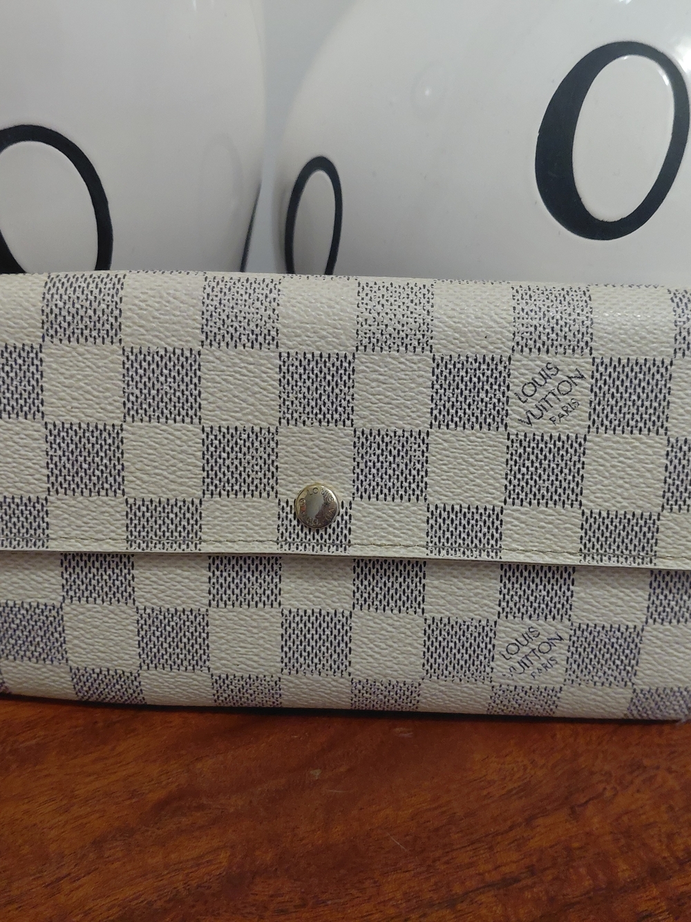 Louis Vuitton Damier Azur Canvas Clutch Wallet in White and Gray